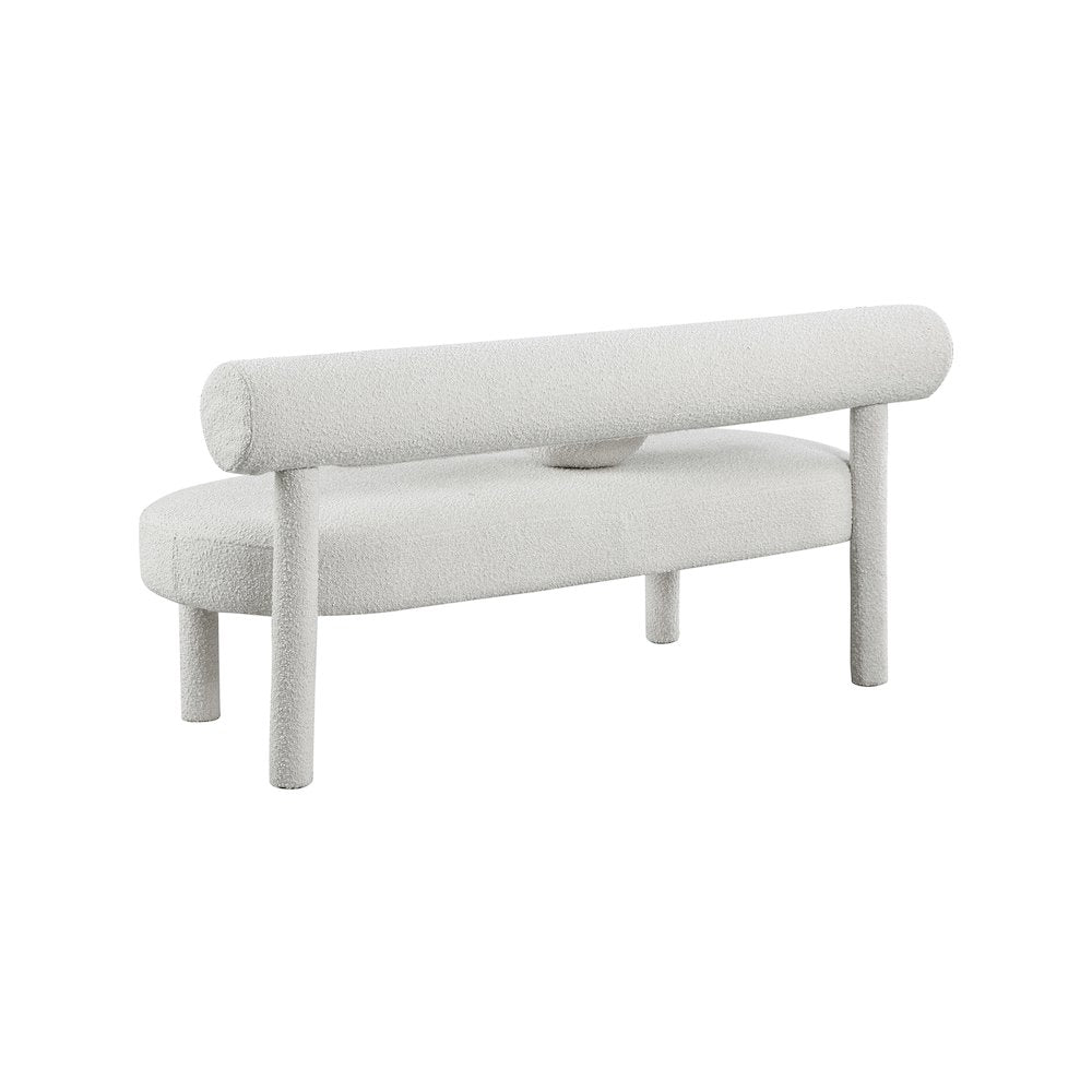 Parlor Cream Boucle Fabric Bench