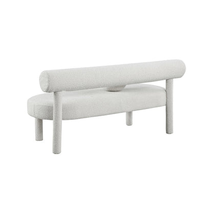 Parlor Cream Boucle Fabric Bench