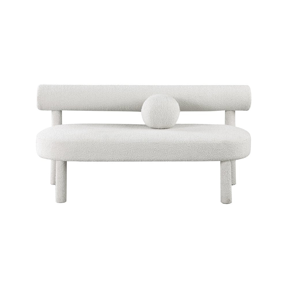 Parlor Cream Boucle Fabric Bench