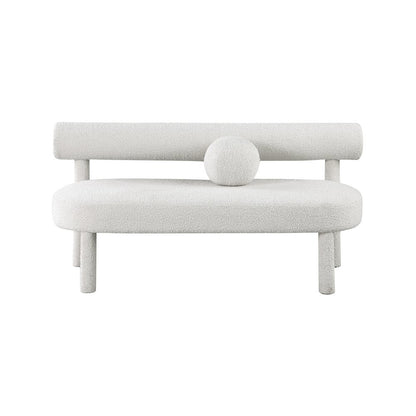 Parlor Cream Boucle Fabric Bench