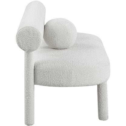 Parlor Cream Boucle Fabric Bench