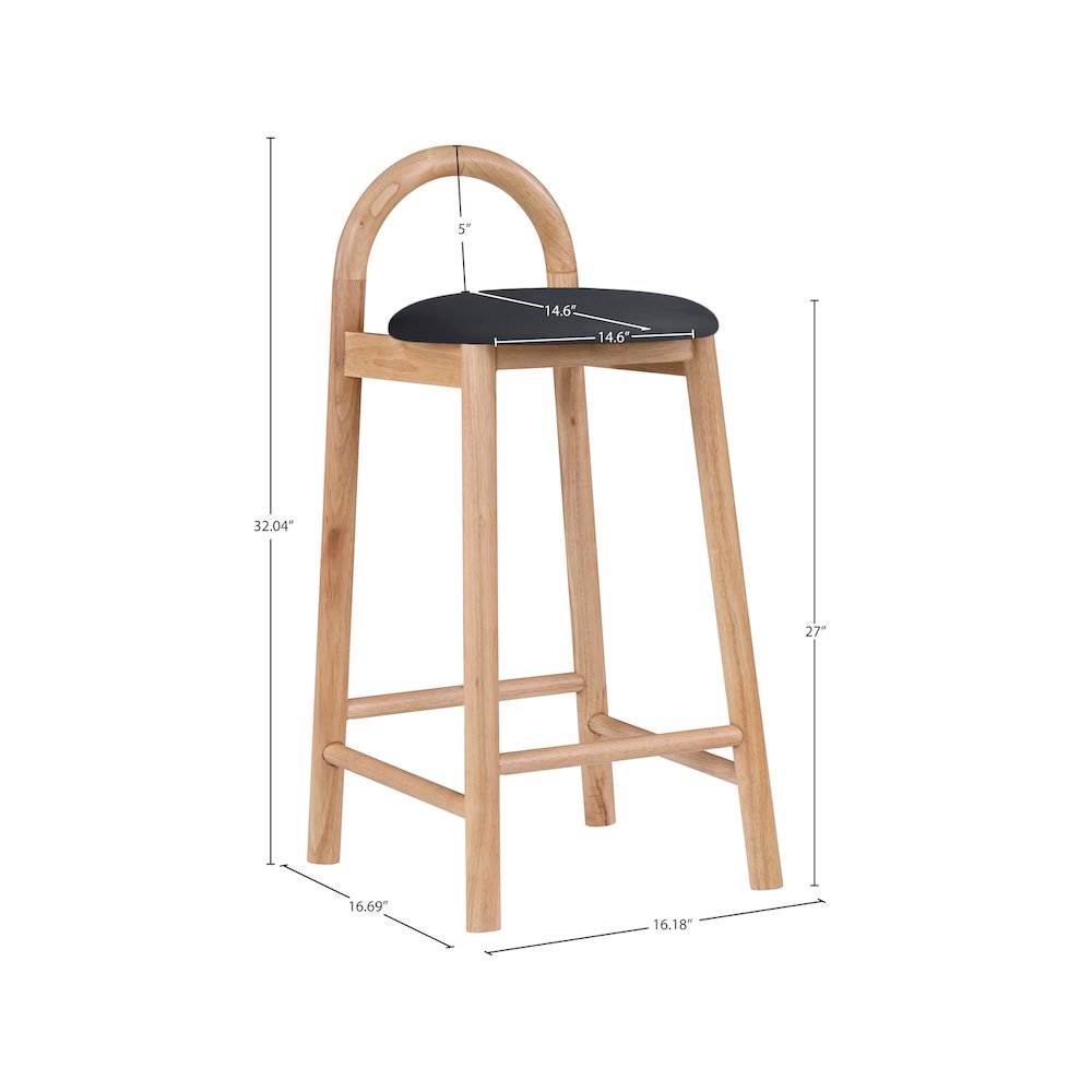 Calvin Black Vegan Leather Stool