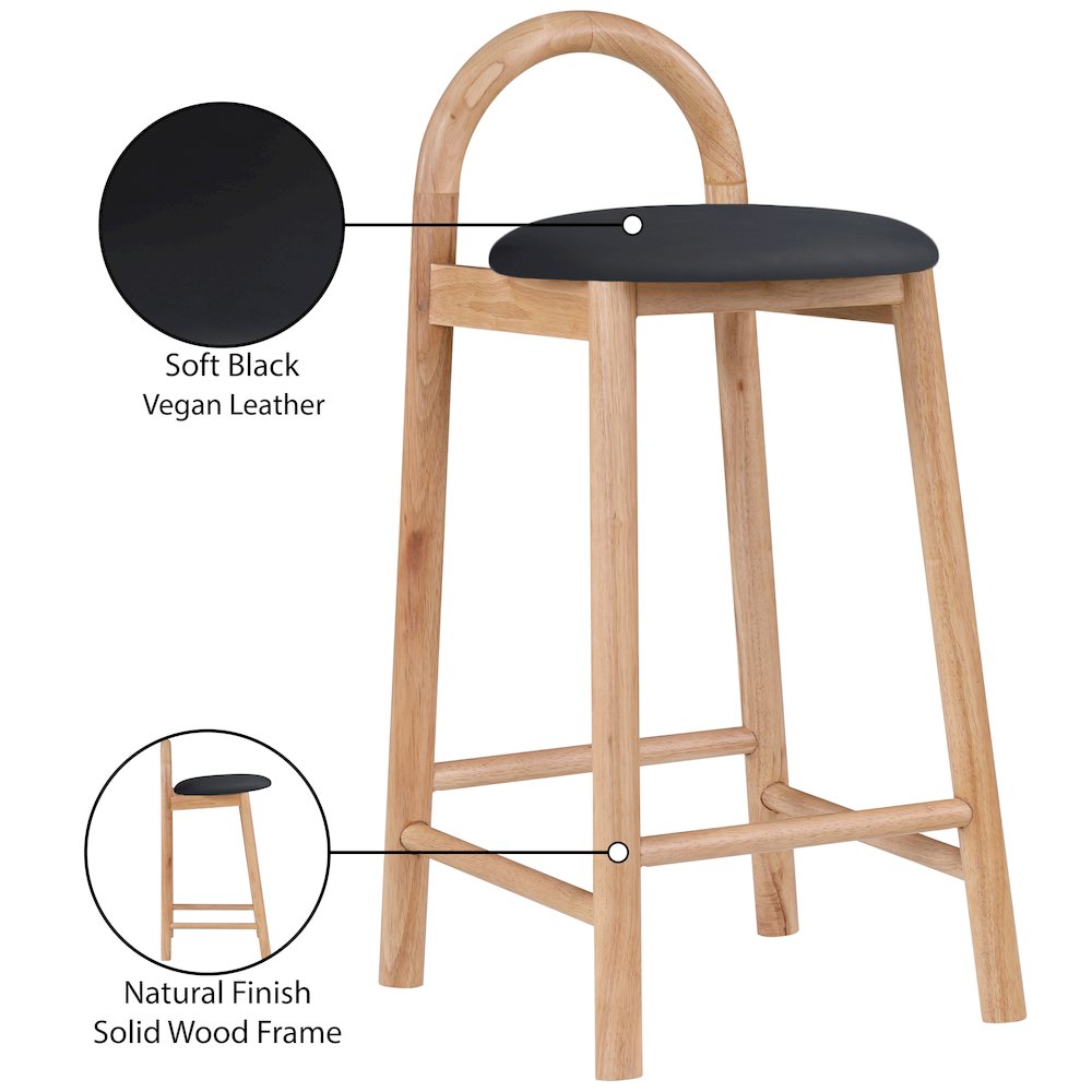 Calvin Black Vegan Leather Stool