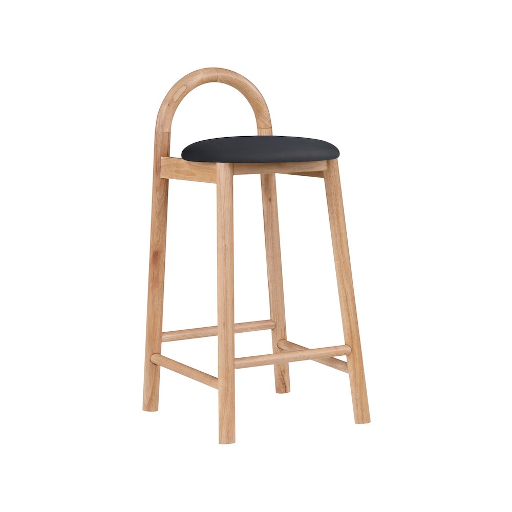 Calvin Black Vegan Leather Stool