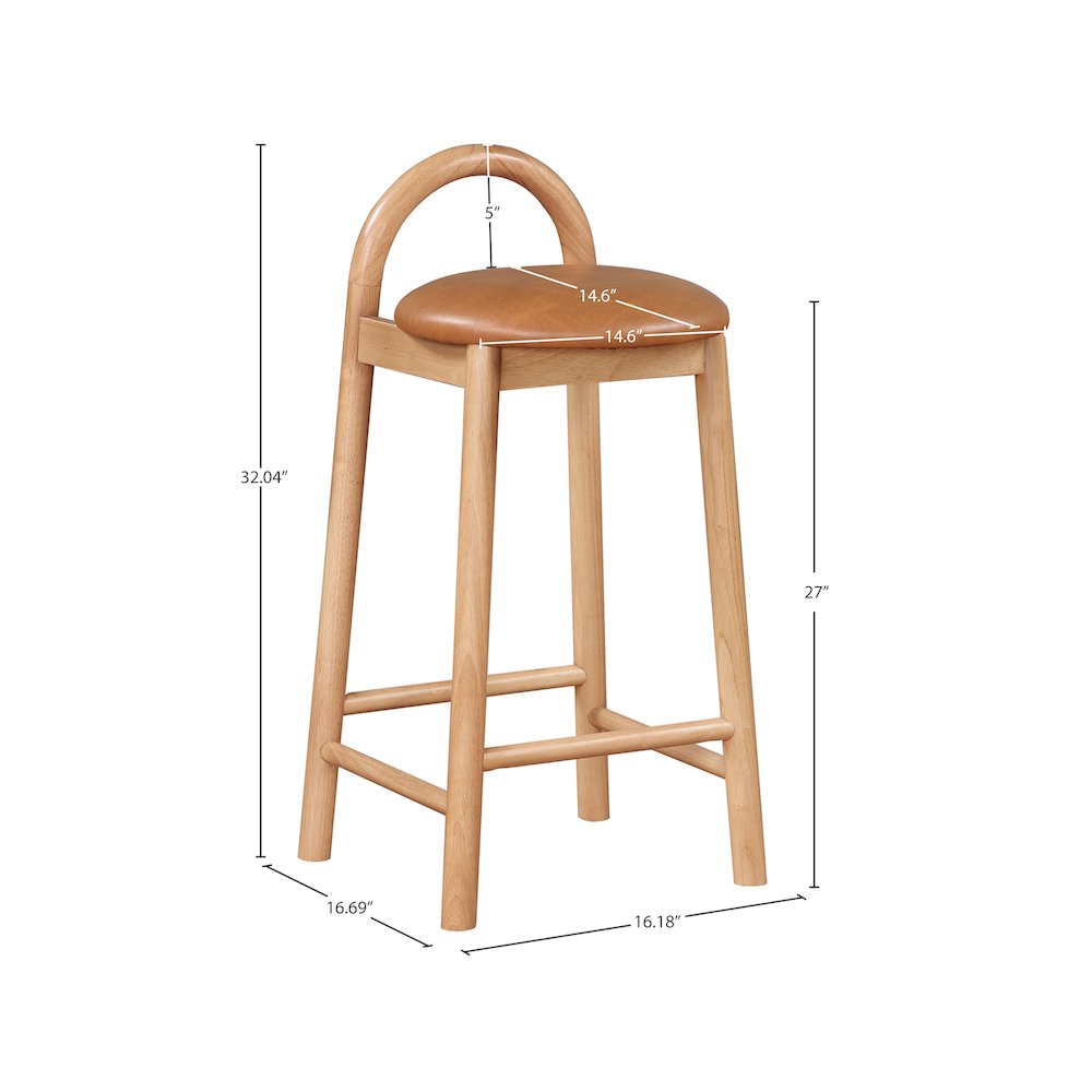 Calvin Cognac Vegan Leather Stool