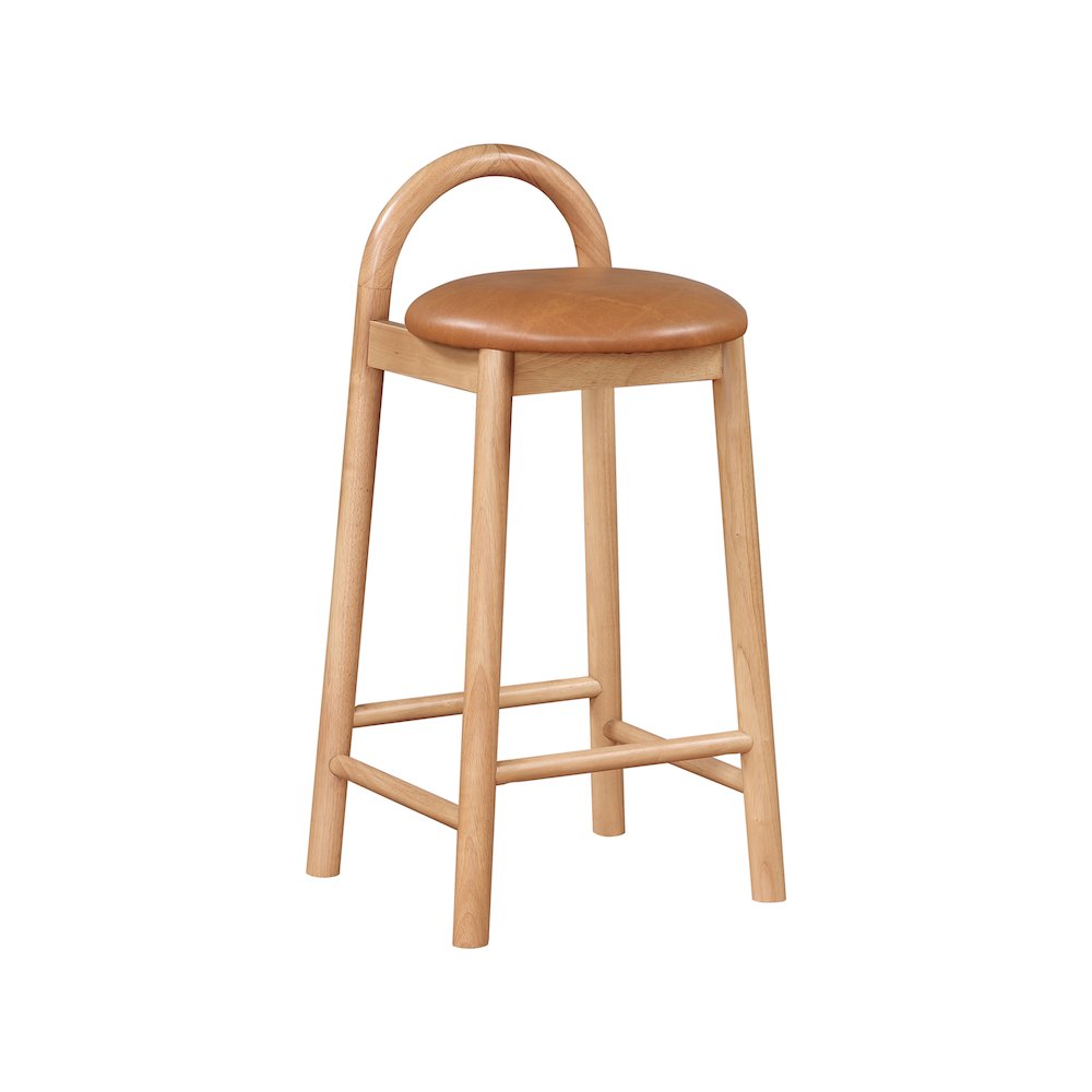 Calvin Cognac Vegan Leather Stool