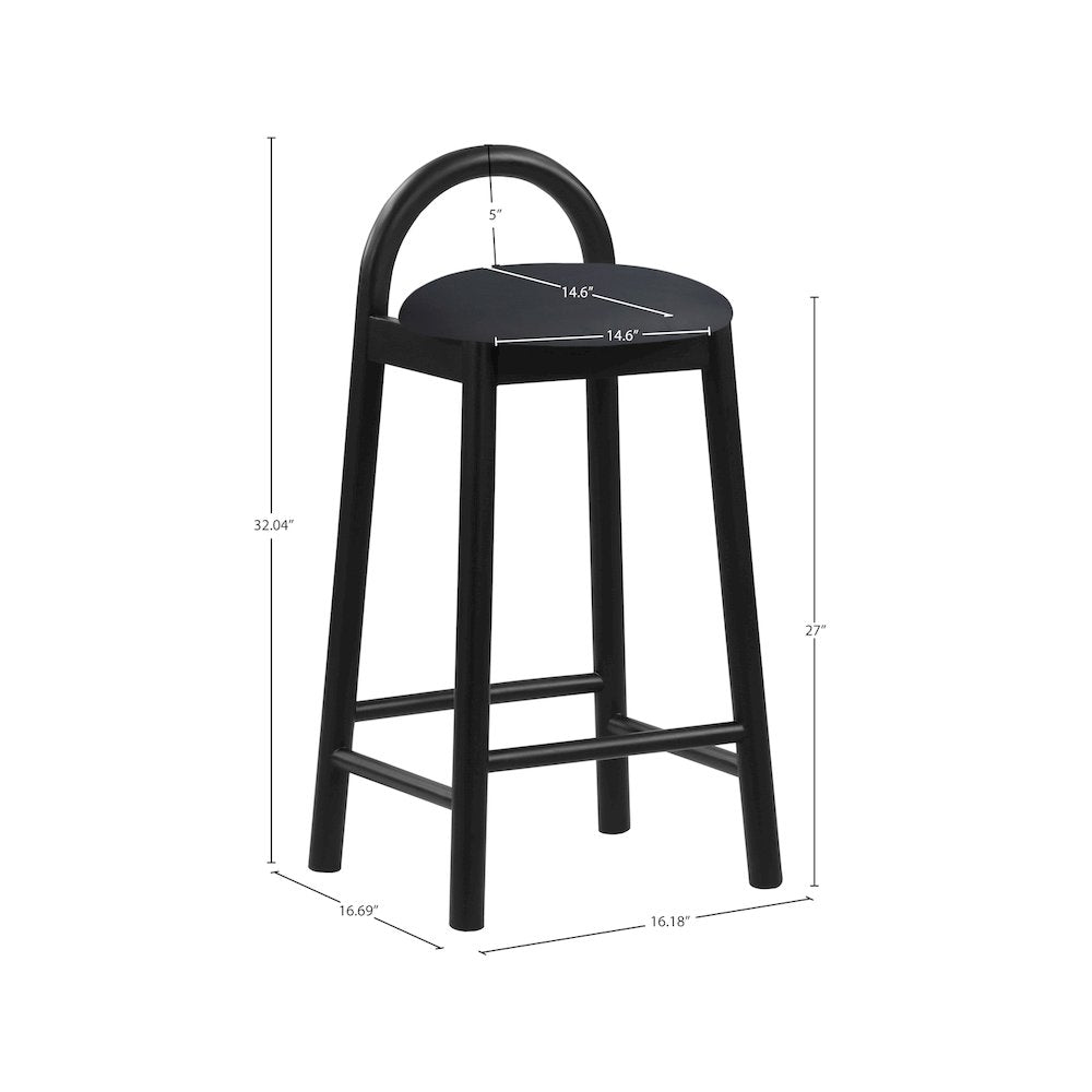 Calvin Black Vegan Leather Stool