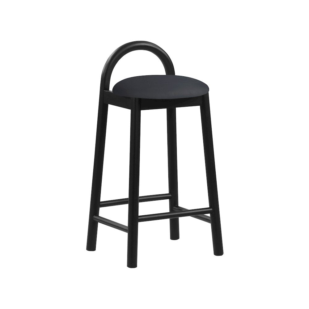 Calvin Black Vegan Leather Stool