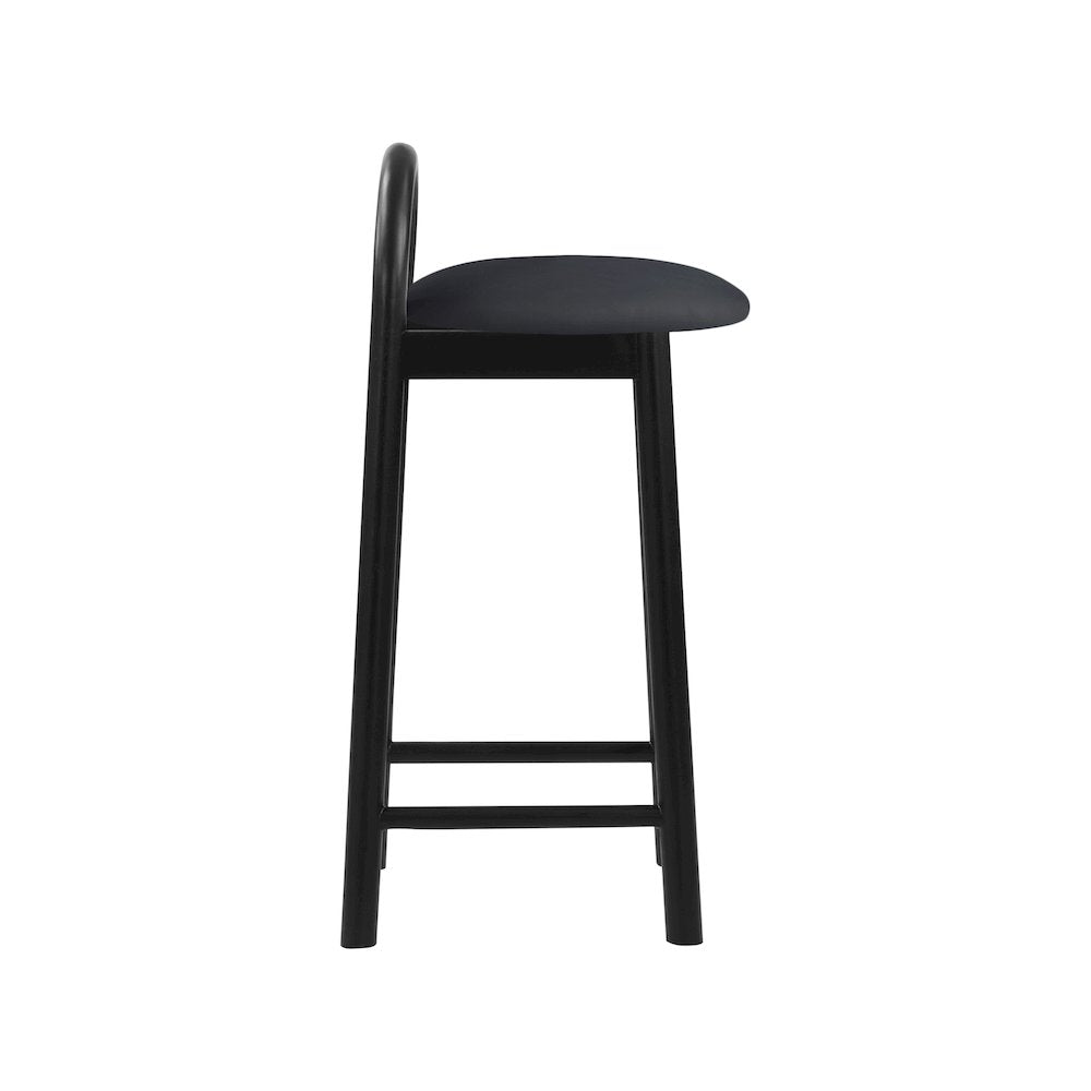 Calvin Black Vegan Leather Stool