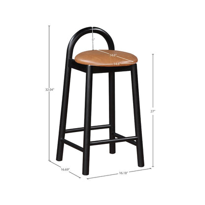 Calvin Cognac Vegan Leather Stool