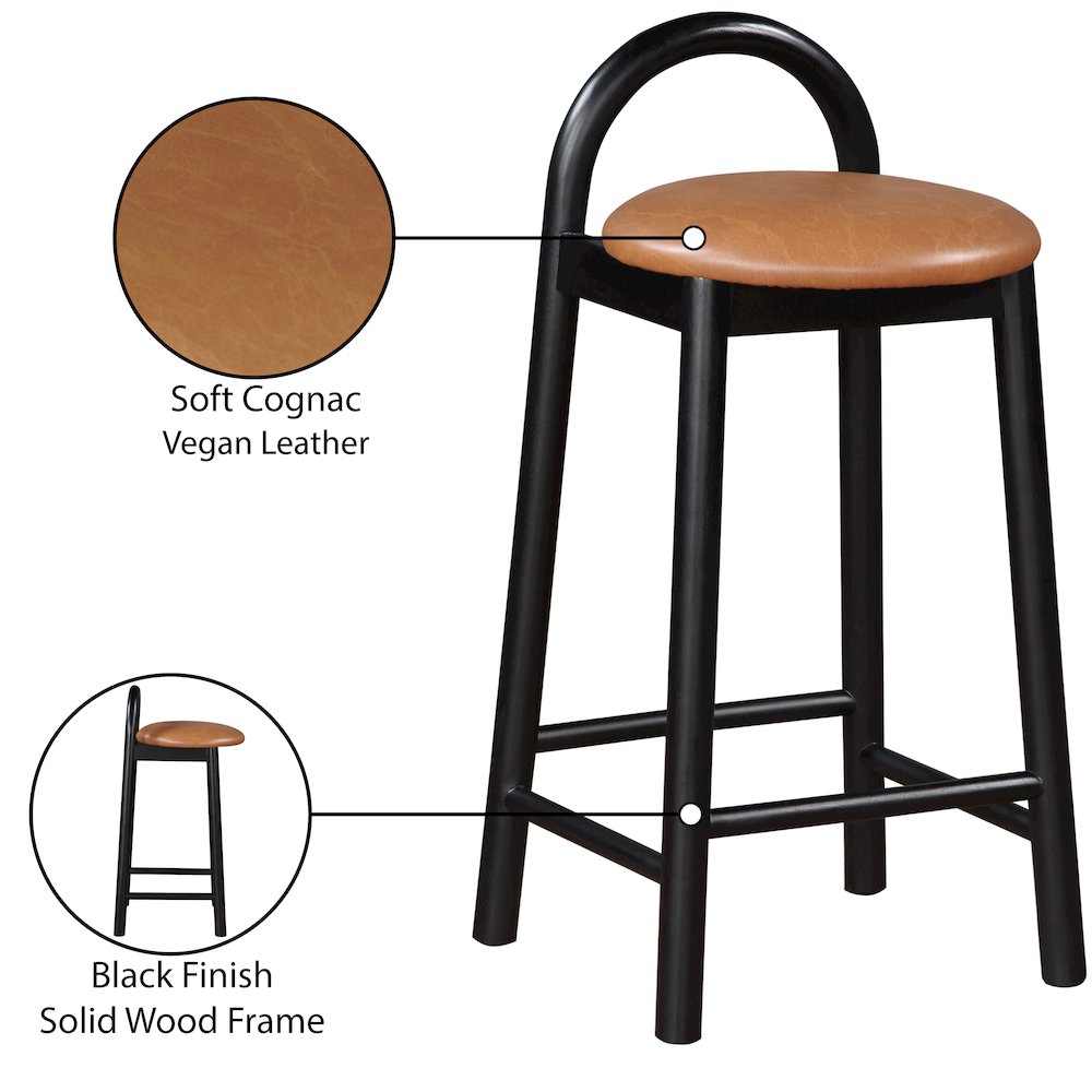 Calvin Cognac Vegan Leather Stool