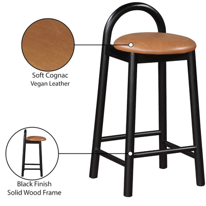 Calvin Cognac Vegan Leather Stool