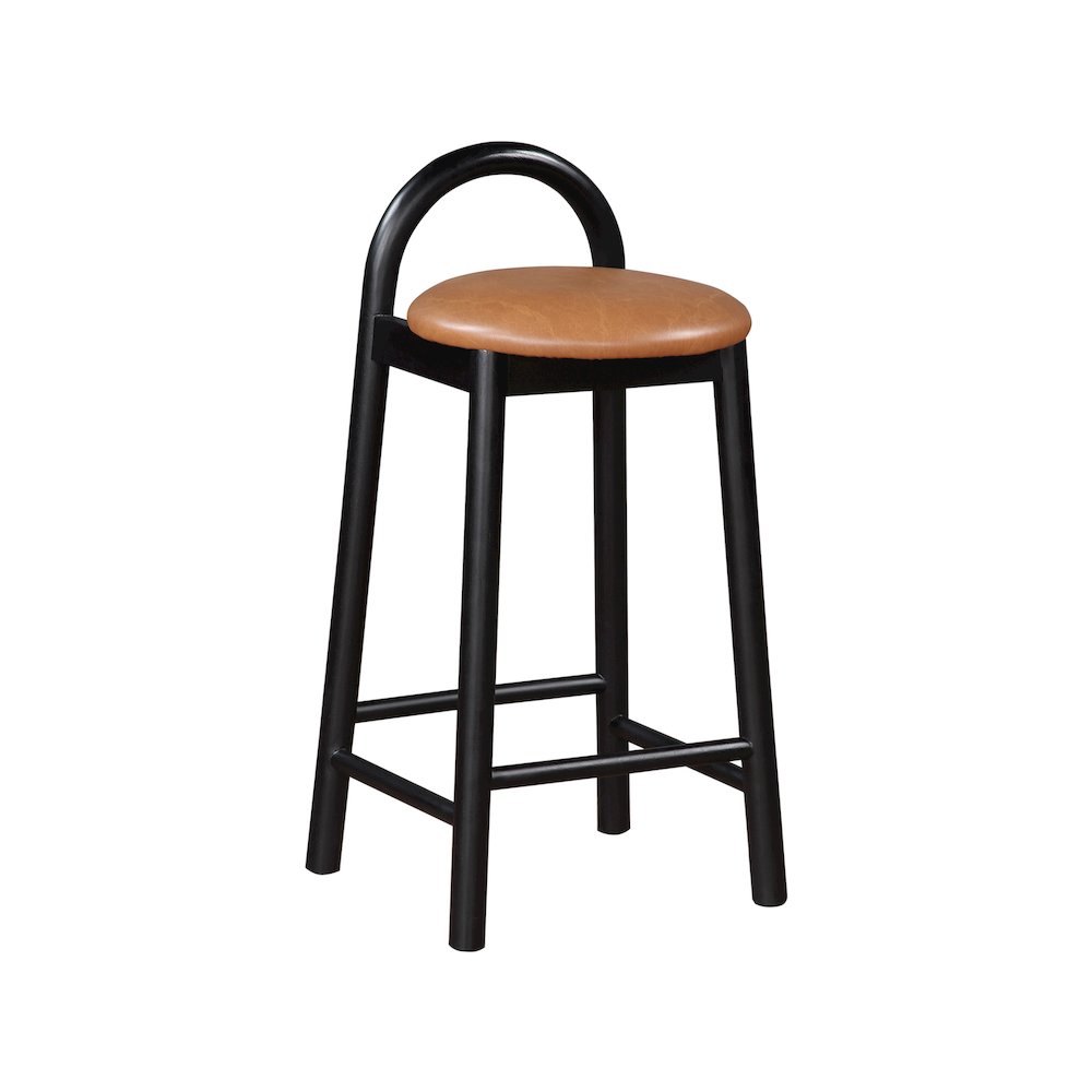 Calvin Cognac Vegan Leather Stool