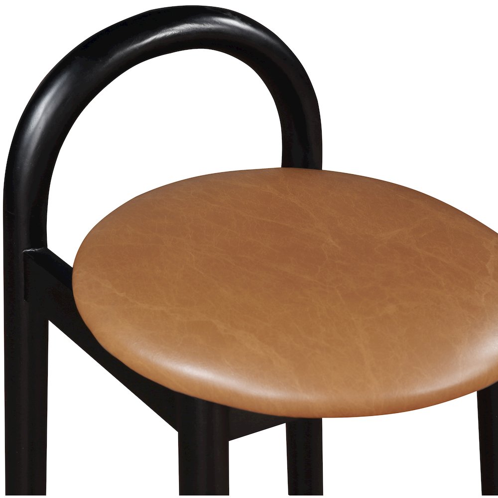 Calvin Cognac Vegan Leather Stool