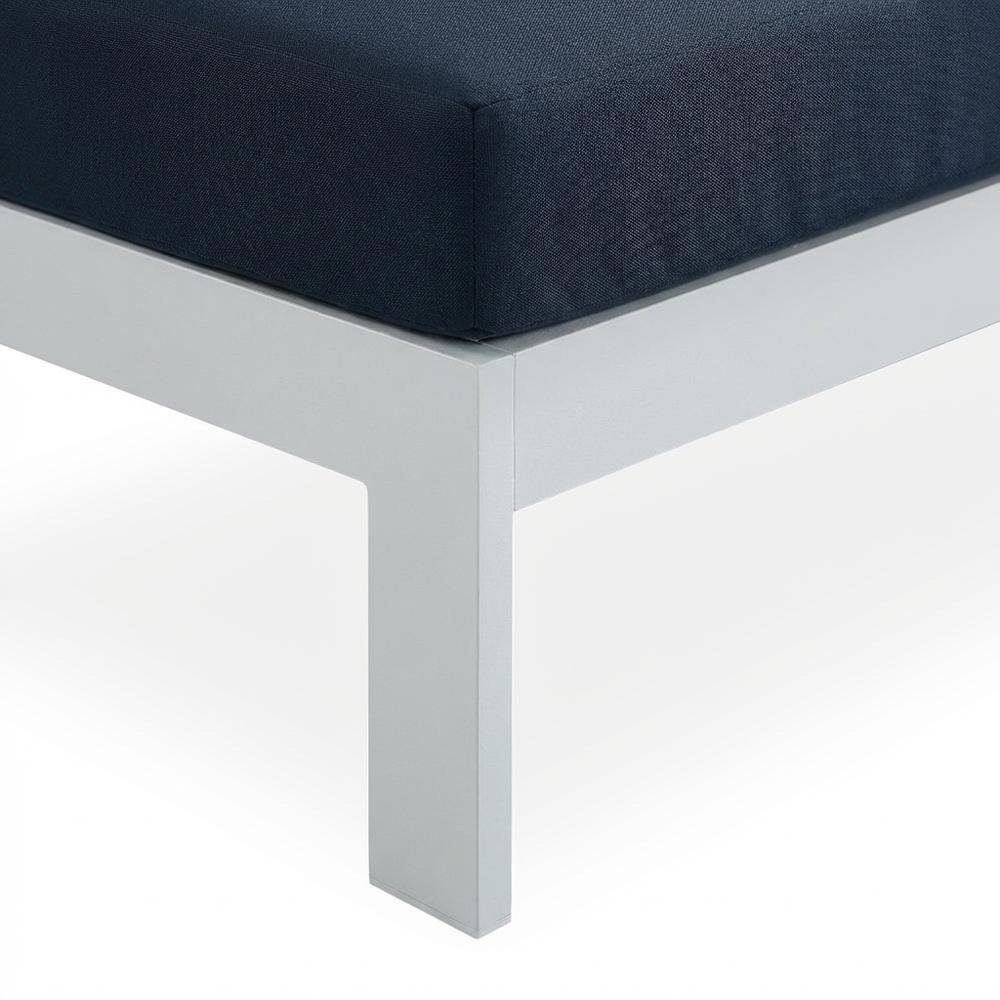 Navy Fabric Outdoor Modular Sofa With Contemporary Style And Cushioned Comfort