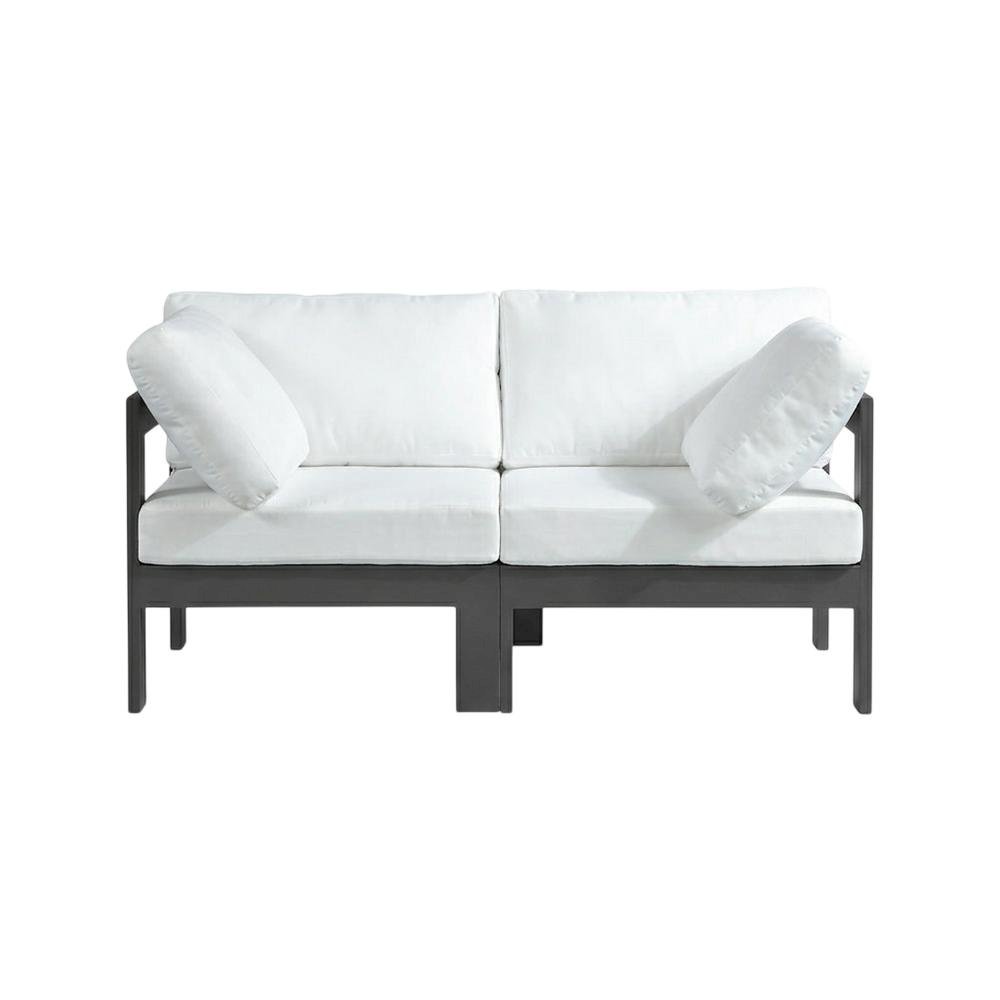 White Fabric Outdoor Modular Sofa With Contemporary Style And Cushioned Seating