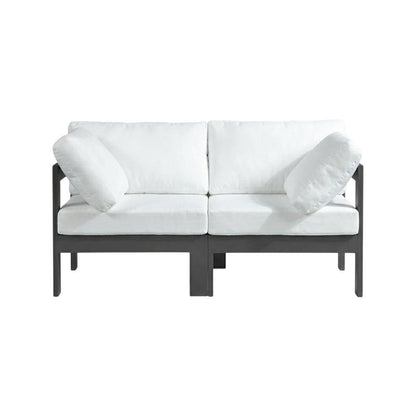 White Fabric Outdoor Modular Sofa With Contemporary Style And Cushioned Seating
