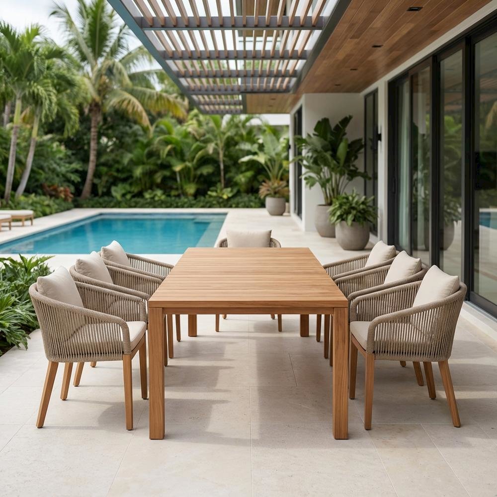 Teak Outdoor Patio Dining Table With Contemporary Style