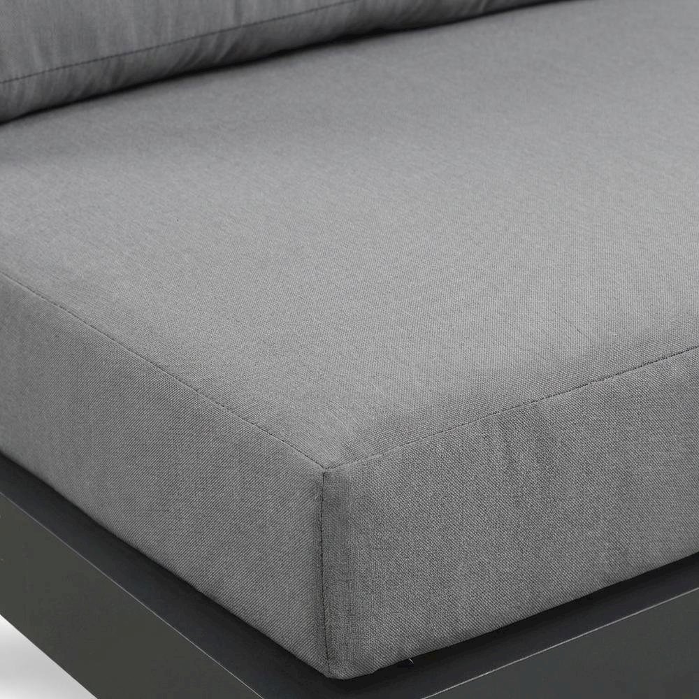Gray Fabric Outdoor Patio Aluminum Armless Chair With Contemporary Style