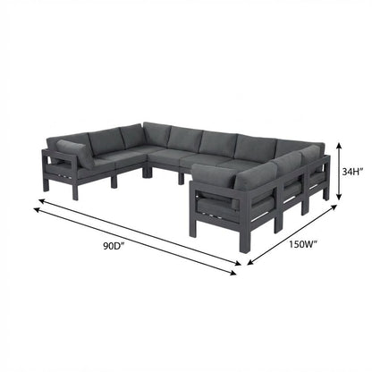 Gray Fabric Outdoor Patio Modular Sectional With Contemporary Style