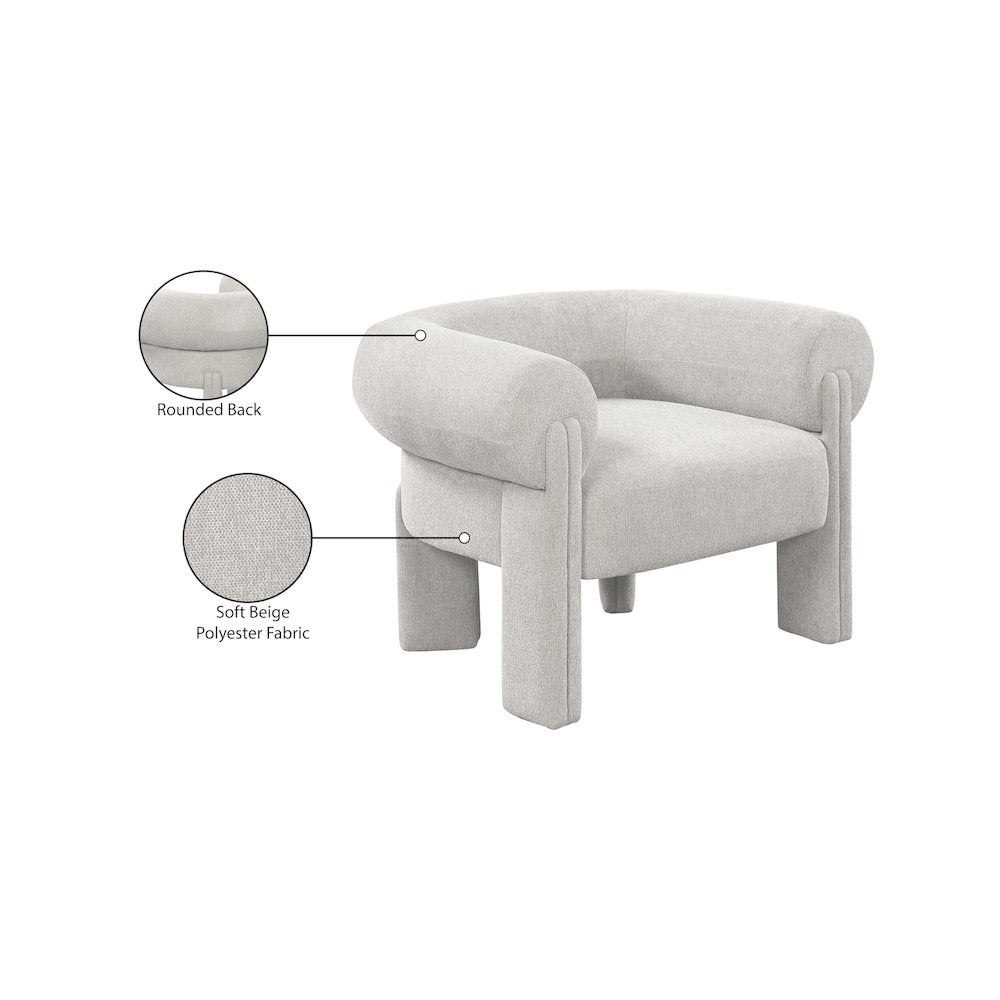 Stefano Beige Polyester Fabric Accent Chair