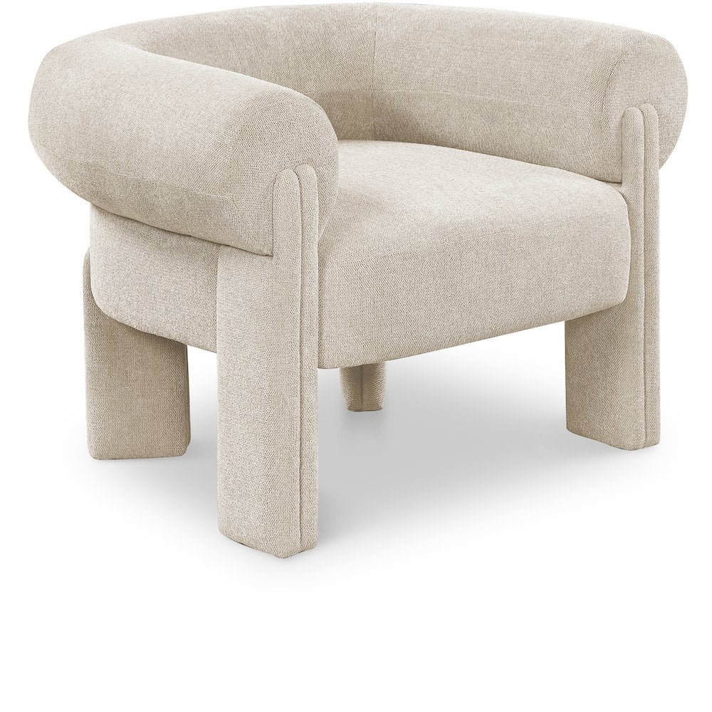 Stefano Beige Polyester Fabric Accent Chair