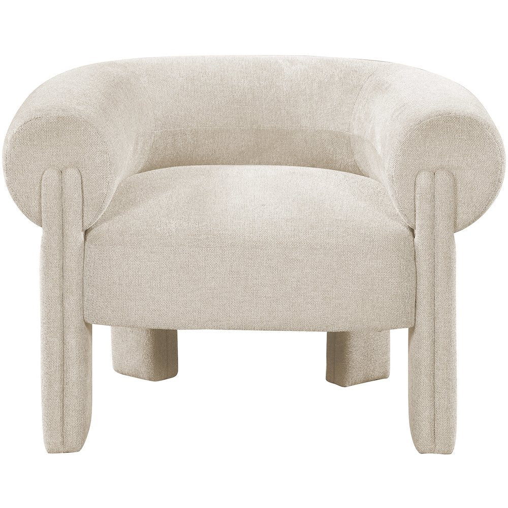 Stefano Beige Polyester Fabric Accent Chair