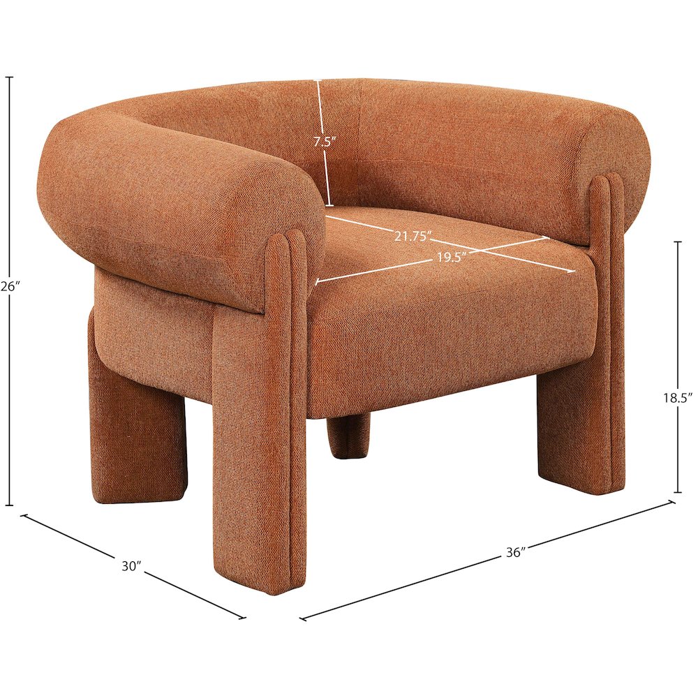 Stefano Cognac Polyester Fabric Accent Chair