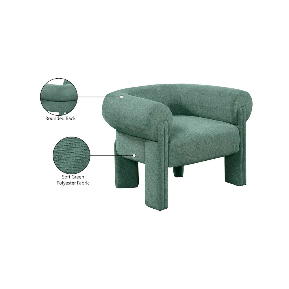 Stefano Green Polyester Fabric Accent Chair
