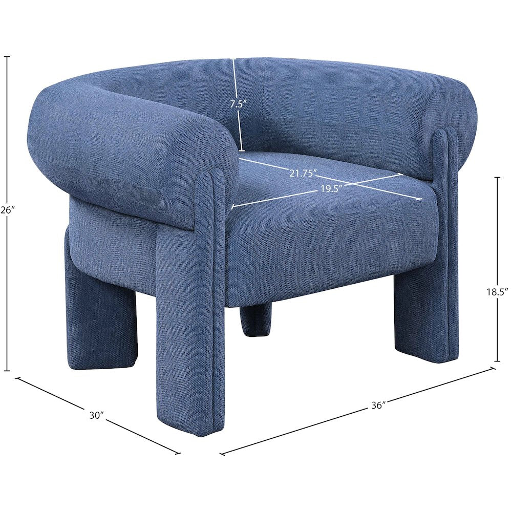 Stefano Navy Polyester Fabric Accent Chair