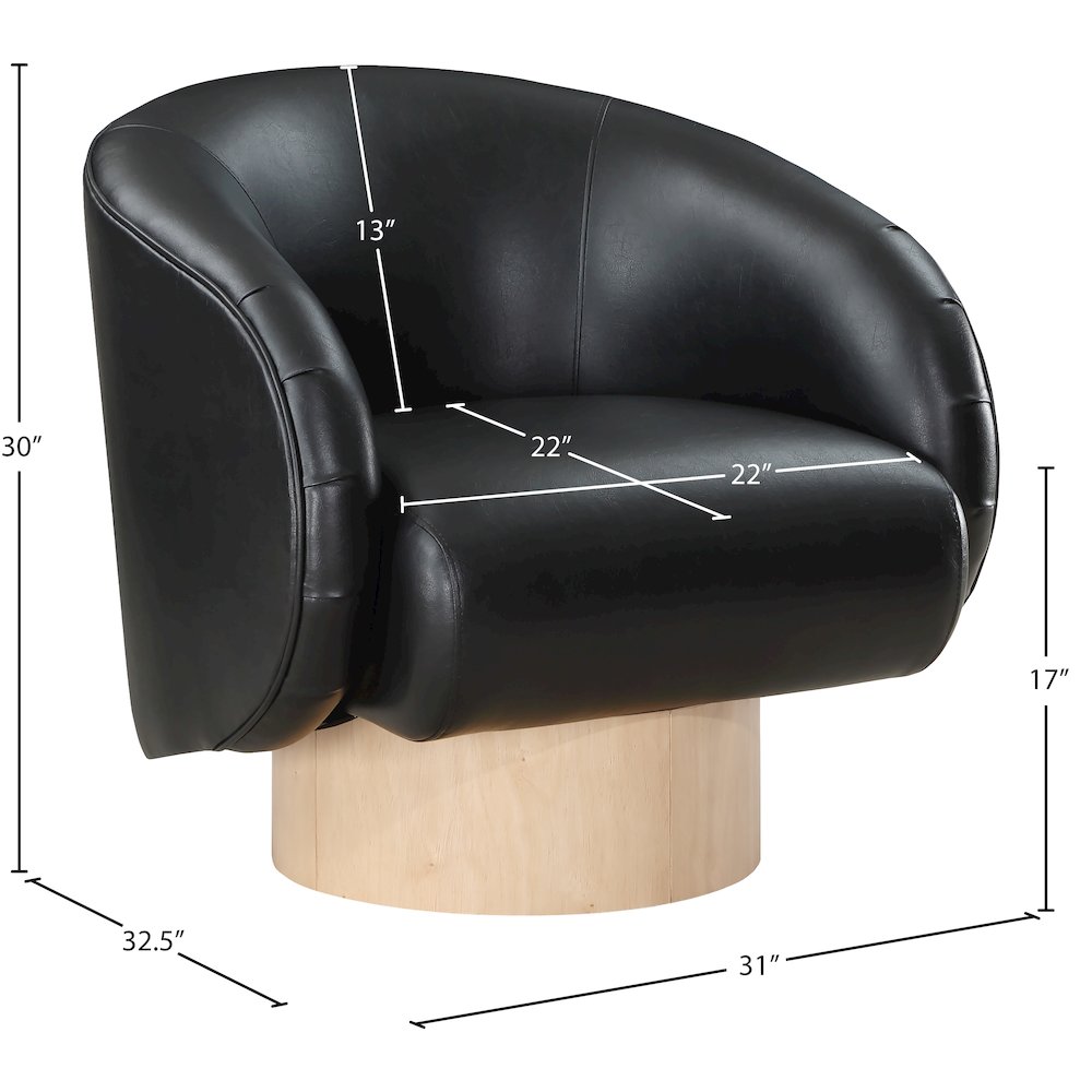 Gibson Black Vegan Leather Swivel Accent Chair