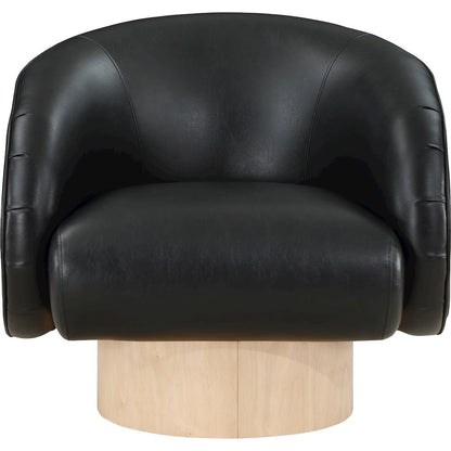 Gibson Black Vegan Leather Swivel Accent Chair