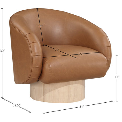Gibson Cognac Vegan Leather Swivel Accent Chair