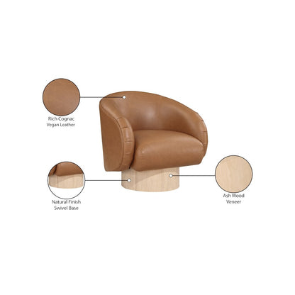 Gibson Cognac Vegan Leather Swivel Accent Chair