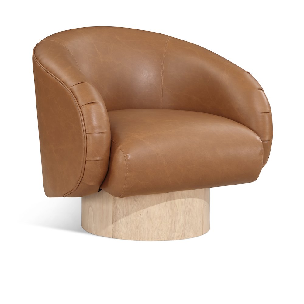 Gibson Cognac Vegan Leather Swivel Accent Chair