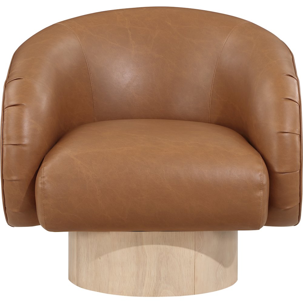 Gibson Cognac Vegan Leather Swivel Accent Chair