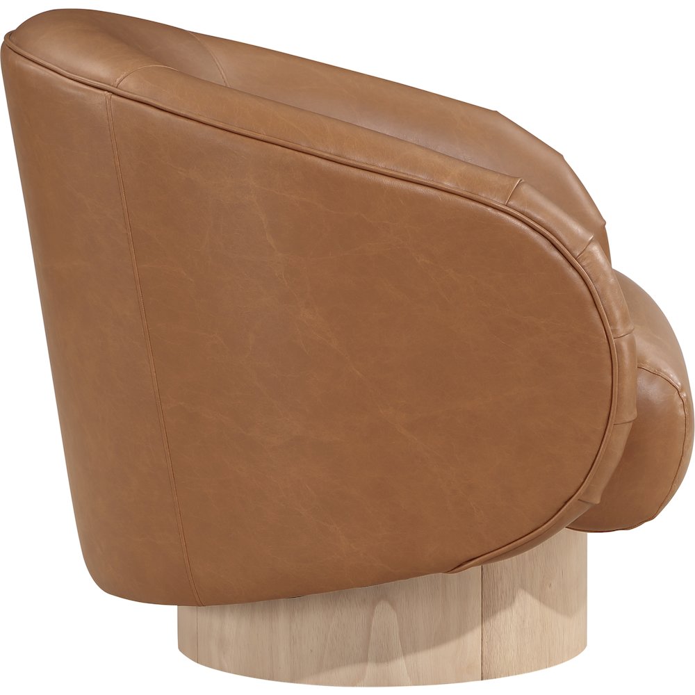 Gibson Cognac Vegan Leather Swivel Accent Chair
