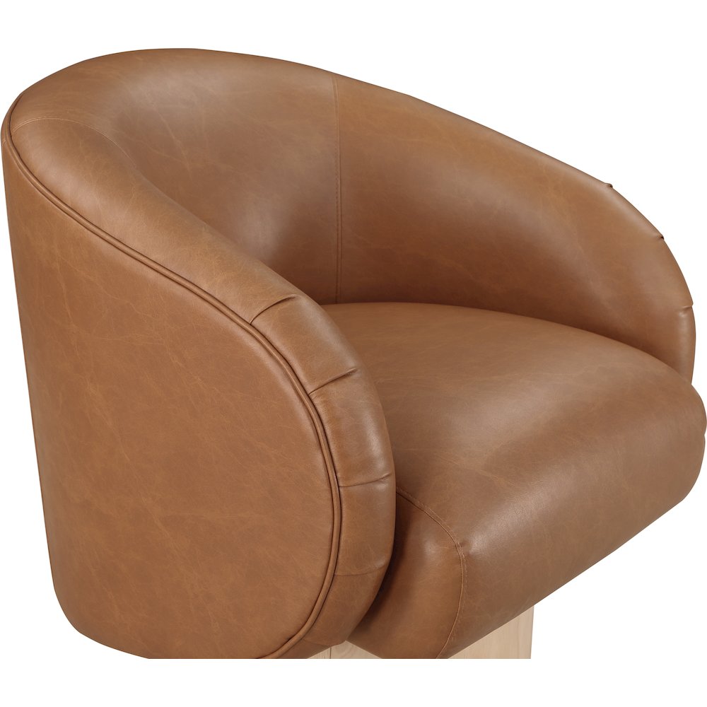 Gibson Cognac Vegan Leather Swivel Accent Chair