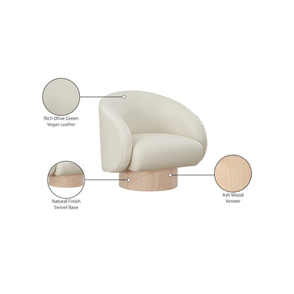 Gibson Cream Vegan Leather Swivel Accent Chair