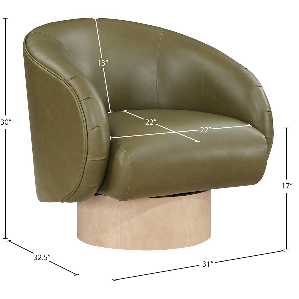 Gibson Olive Vegan Leather Swivel Accent Chair