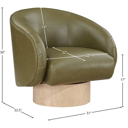 Gibson Olive Vegan Leather Swivel Accent Chair