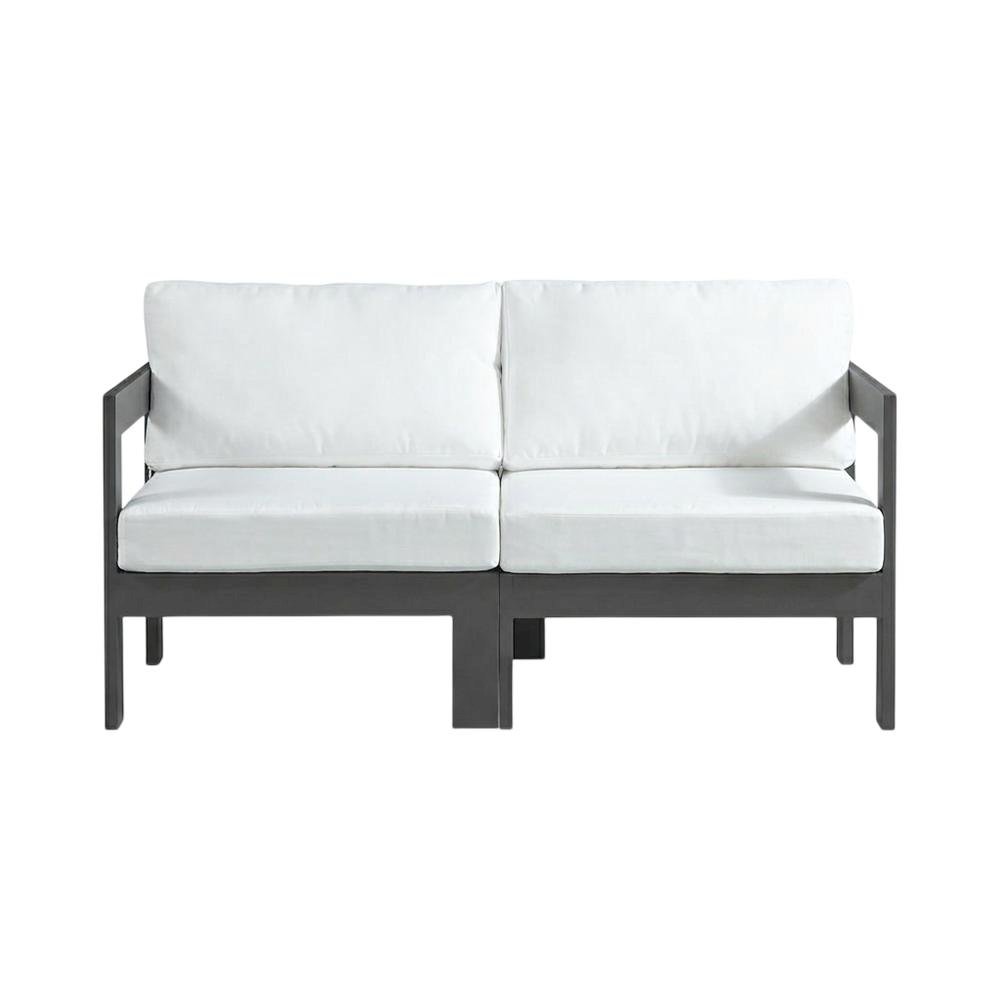 White Fabric Outdoor Modular Sofa With Contemporary Style And Cushioned Seating