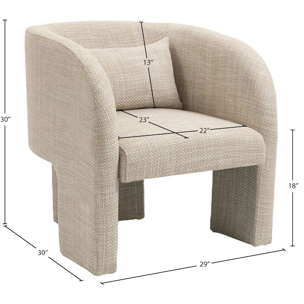 Sawyer Beige Weaved Polyester Fabric Accent Chair