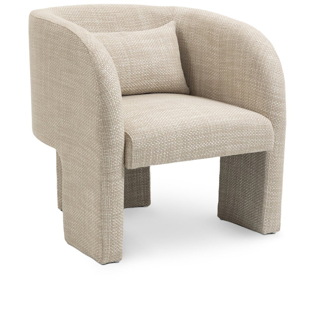 Sawyer Beige Weaved Polyester Fabric Accent Chair