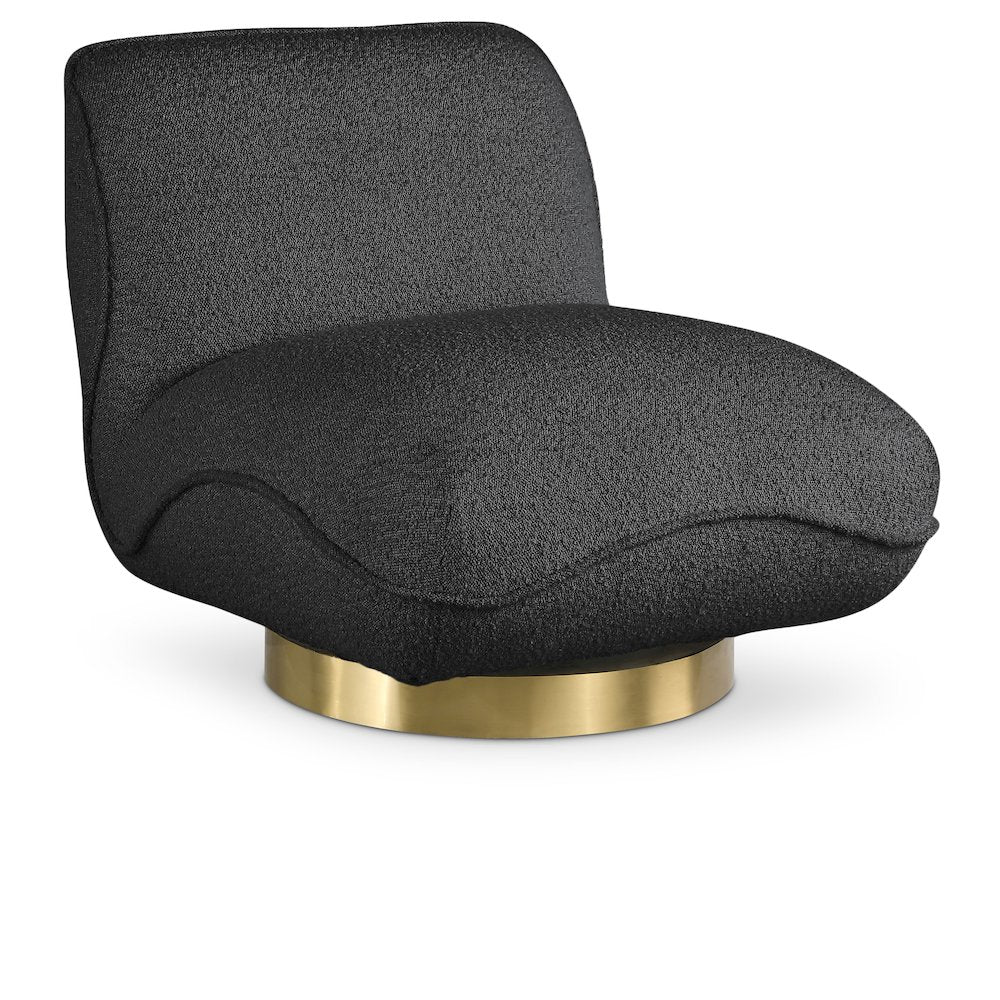 Geneva Black Boucle Fabric Swivel Accent Chair