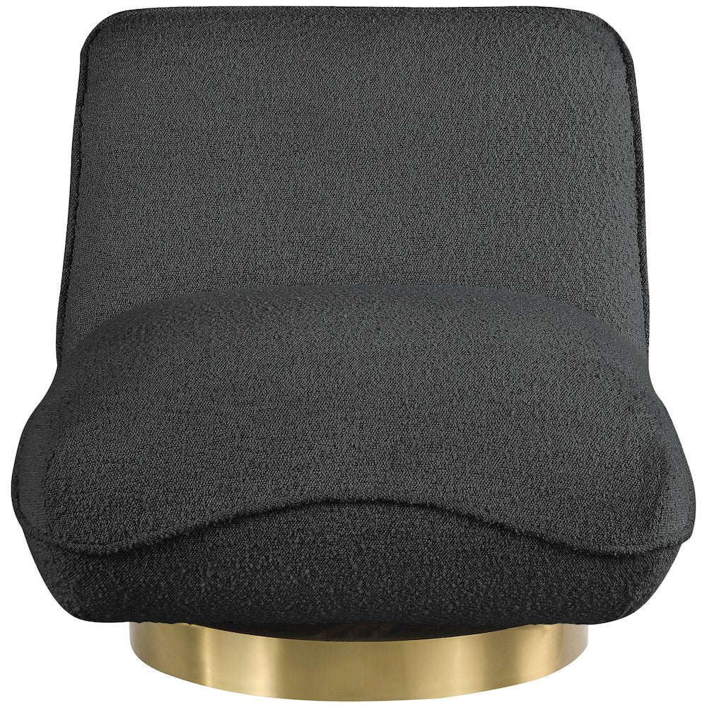 Geneva Black Boucle Fabric Swivel Accent Chair