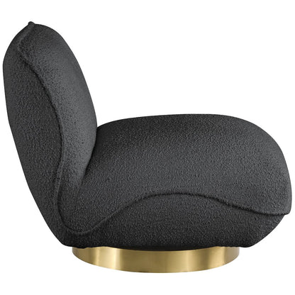 Geneva Black Boucle Fabric Swivel Accent Chair