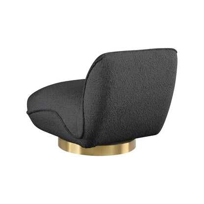 Geneva Black Boucle Fabric Swivel Accent Chair