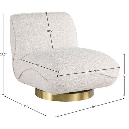Geneva Cream Boucle Fabric Swivel Accent Chair