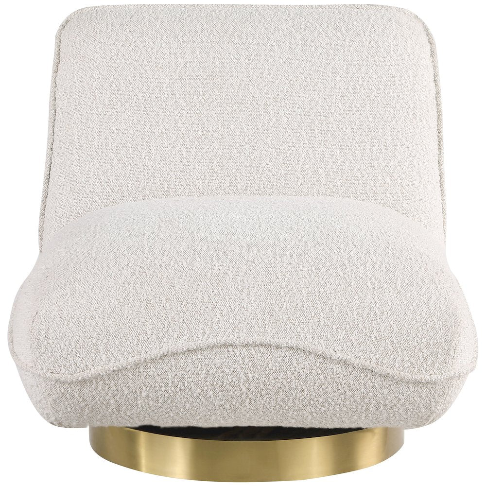Geneva Cream Boucle Fabric Swivel Accent Chair